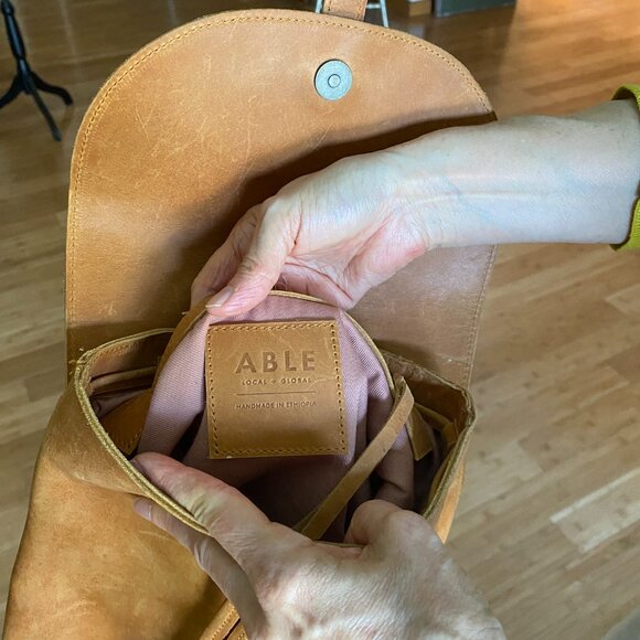 Handmade leather ABLE backpack from Ethiopia - Picture 2 of 3